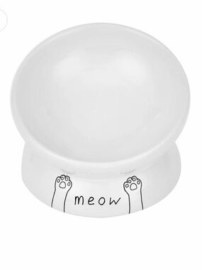 Park Life Designs Elevated Ceramic Cat Dish Bowl For Food White Black